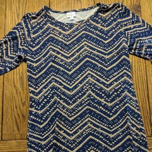 L EUC navy and tan Lularoe Julia dress